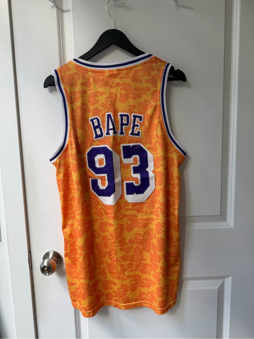 Bape Orange Camo Mesh Jersey with Purple Trim